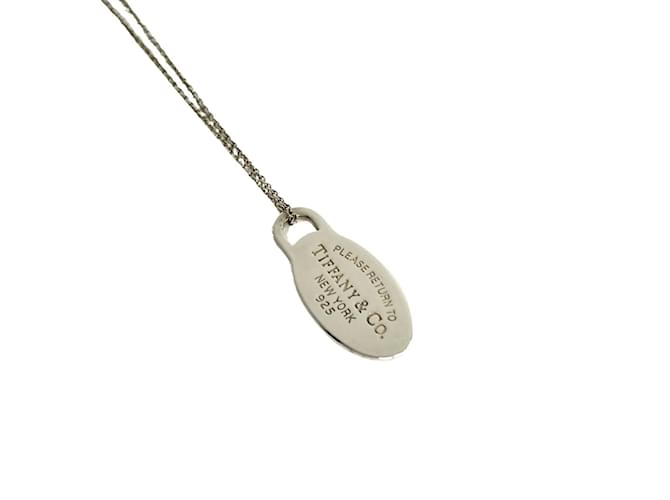 Tiffany & Co Tiffany Return to Oval Tag Silver 925 Chain Necklace Silvery  ref.1555348