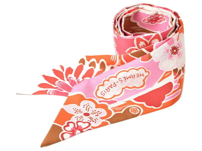 Hermès Foulard en soie Twilly Hermes Rose  ref.1555375