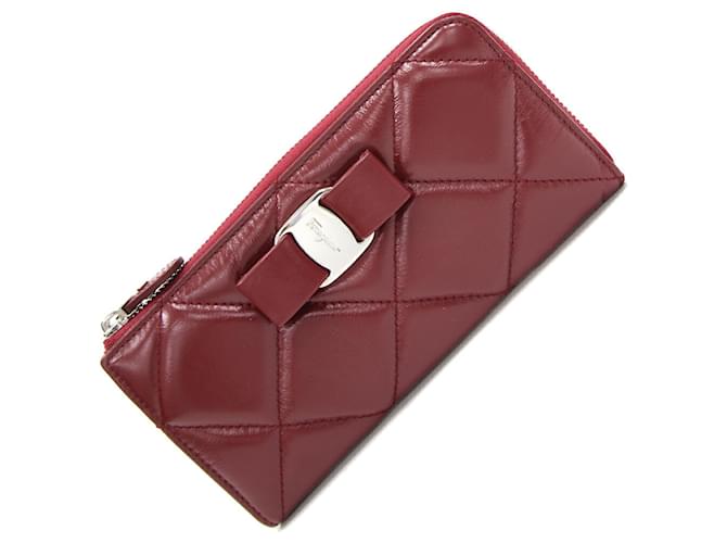 Salvatore Ferragamo L-shaped Long Wallet Dark red Leather  ref.1555404