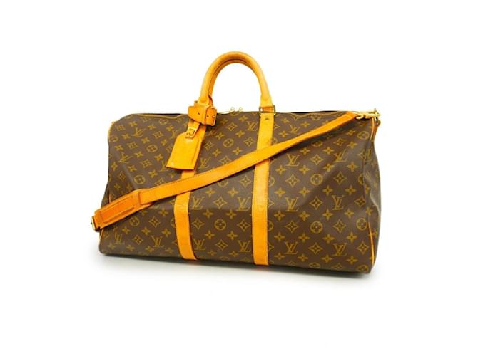 Louis Vuitton Monogram Keepall Bandouliere 50 Brown Patent leather  ref.1555433