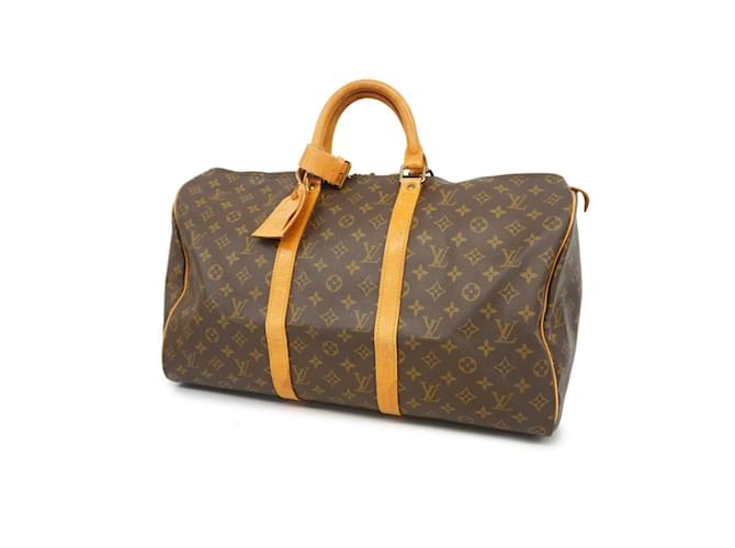 Sac Boston Keepall 50 Monogram Louis Vuitton Cuir vernis Marron Monogramme  ref.1555435