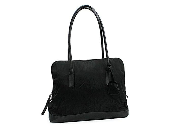 Tote Sac fourre-tout en nylon et cuir Prada Noir  ref.1555511