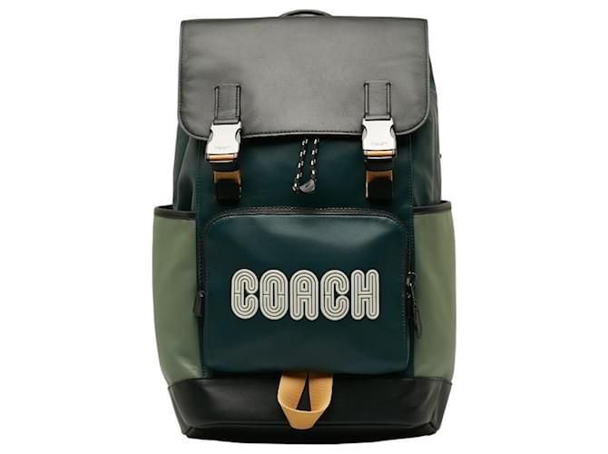 Sac à dos Coach C6656 Nylon Noir Vert  ref.1555520