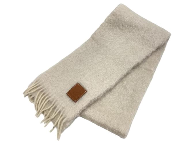 Loewe Anagram Mohair Scarf in Ivory Cream Wool Nylon  ref.1555571