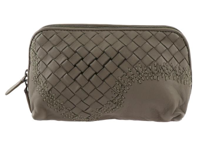 Bottega Veneta Intrecciato Pouch Grey Leather  ref.1555592