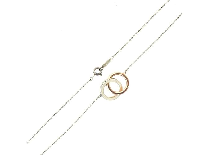 Tiffany & Co Tiffany 1837 Interlocking Circle Double Ring Necklace Silvery Silver Metal  ref.1555732