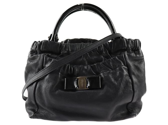 Salvatore Ferragamo Vara Handbag Black Leather  ref.1555756