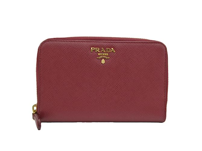 Cartera mediana de cuero Saffiano para mujeres Prada Burdeos  ref.1555766