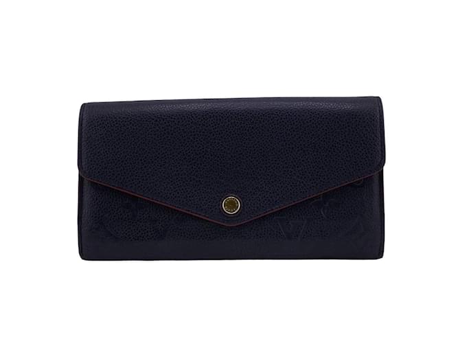 Portefeuille long Louis Vuitton bleu marine Cuir  ref.1555779