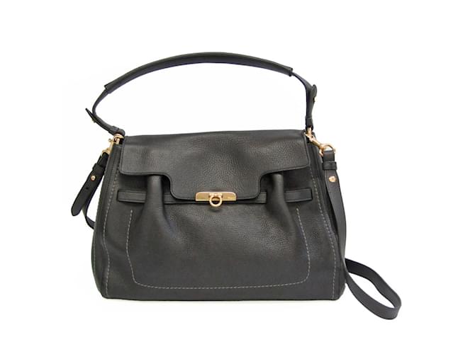 Salvatore Ferragamo Gancini EZ-21 D186 Women's Leather Handbag Black  ref.1555811