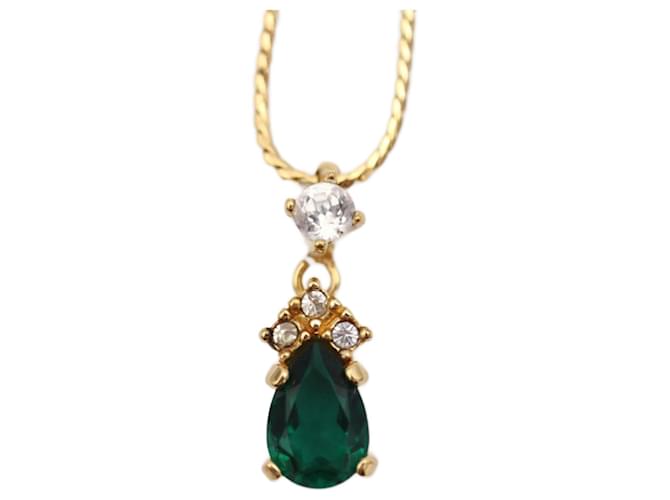 Christian Dior Fashion Necklace Golden Green Metal  ref.1555821