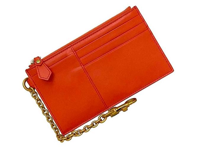 Bottega Veneta Orange Leather Coin Purse  ref.1555825