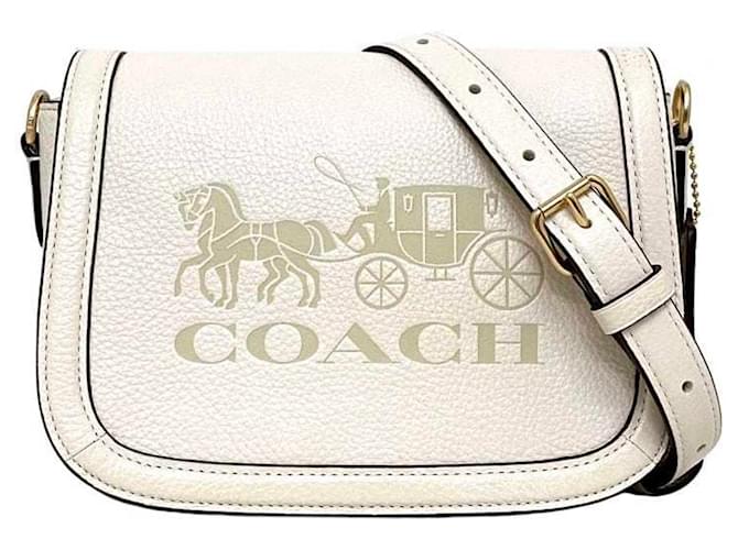 Coach Leather Shoulder Bag White Beige  ref.1555880