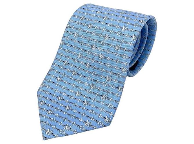 Gravata Monograma Azul Claro Louis Vuitton Couro envernizado  ref.1555889