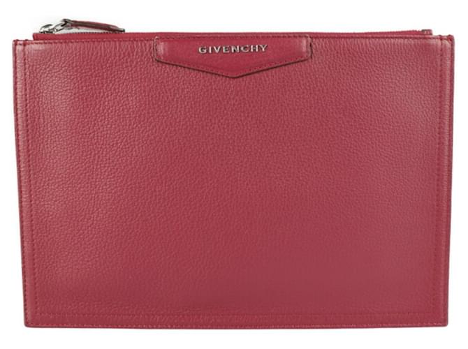 Givenchy Antigona Pouch Clutch Bag Dark red Leather  ref.1555958