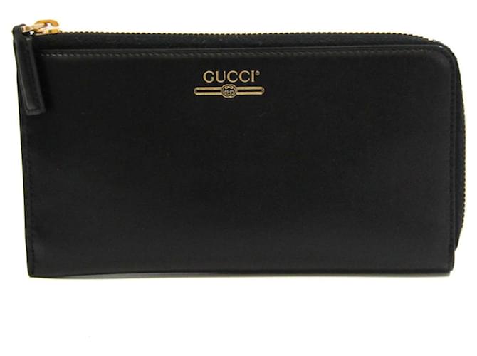 Portefeuille long en cuir pour femme Gucci à fermoir en L 573116 Noir  ref.1555992