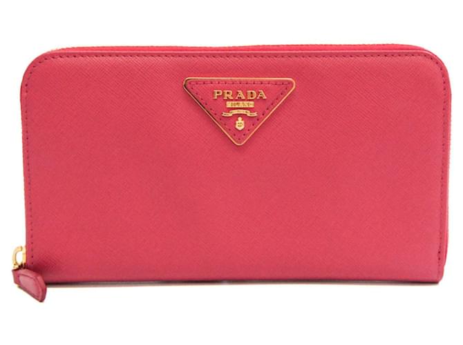 Cartera larga de cuero Saffiano Prada Rosa  ref.1555998