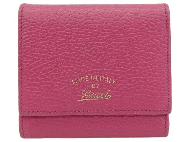 Portefeuille pliant en cuir rose Gucci  ref.1556011