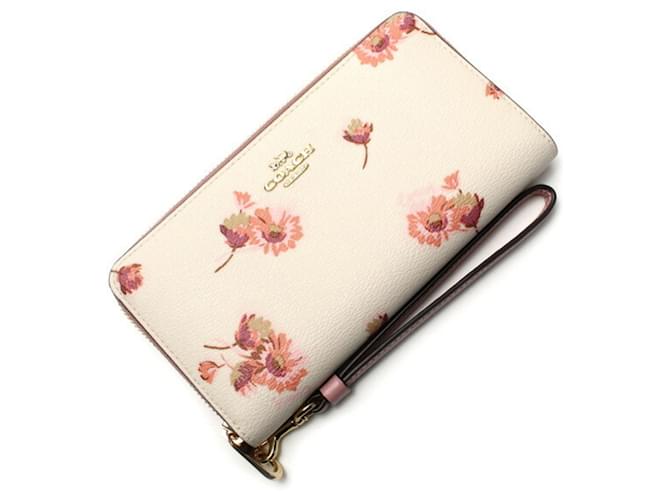 COACH Long Zip Around Wallet with Multi Floral Print Leather