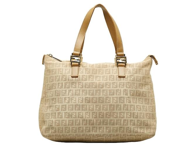 Fendi Zucchino Handbag Tote Bag Beige Cloth  ref.1556058