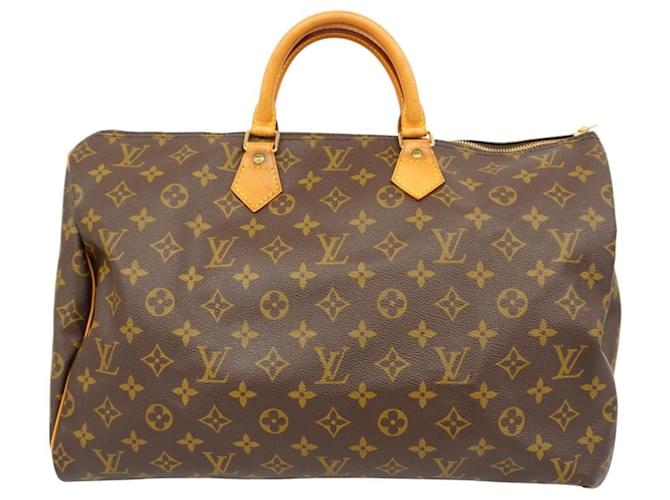 Sac à main Louis Vuitton Monogram Speedy 40 Cuir vernis Marron  ref.1556147