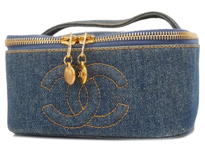 Sac Vanity en Denim Bleu Chanel Jean  ref.1556171