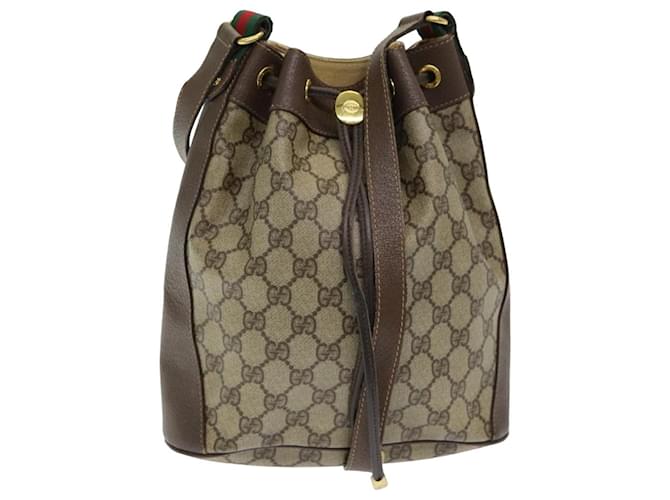 GUCCI GG Supreme Web Sherry Line Bolsa de Ombro PVC Bege 164 02 034 Auth yk13895  ref.1556213