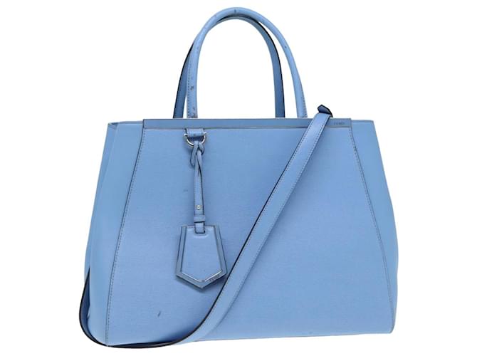 Sac à main FENDI en cuir 2 voies bleu Auth bs16088  ref.1556228