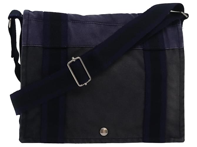 Hermès HERMES Fourre Tout Bassas PM Sac à épaule en toile noir marine Auth bs16090 Bleu Marine  ref.1556253