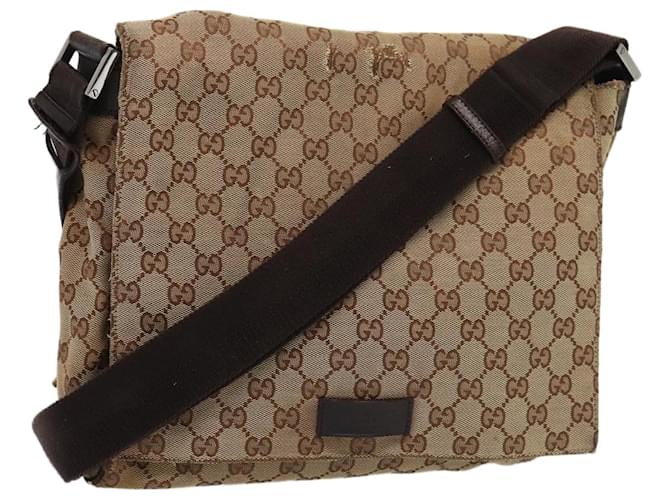 Bolsa de Ombro GG Canvas GUCCI Bege 146236 Auth hk1458 Lona  ref.1556256