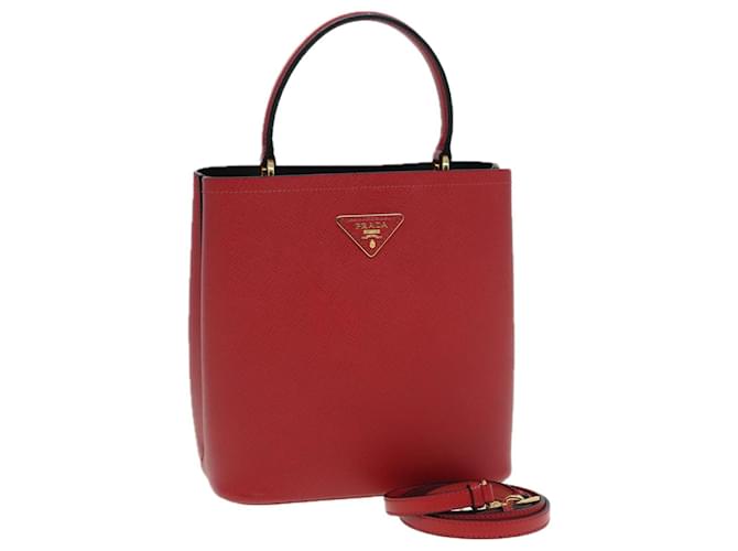 Saffiano PRADA Bolso de mano de cuero Safiano 2 vías Rojo Auth 83162 Roja  ref.1556276