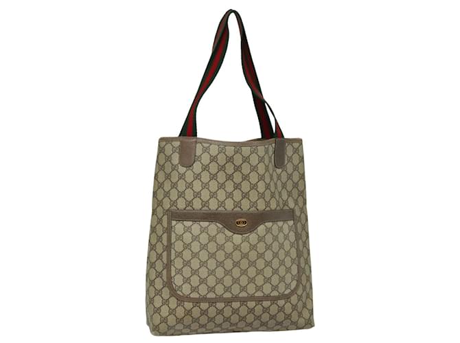 GUCCI GG Supreme Web Sherry Line Sac Tote PVC Beige Rouge 39 02 003 Auth yk13752  ref.1556278