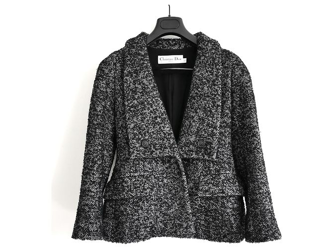 Chaqueta Bar de tweed bouclé Christian Dior Pre-Fall 2018 Negro