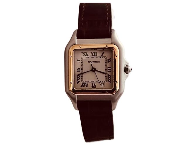 Orologio Cartier Panthère GM oro e acciaio quadrante bianco