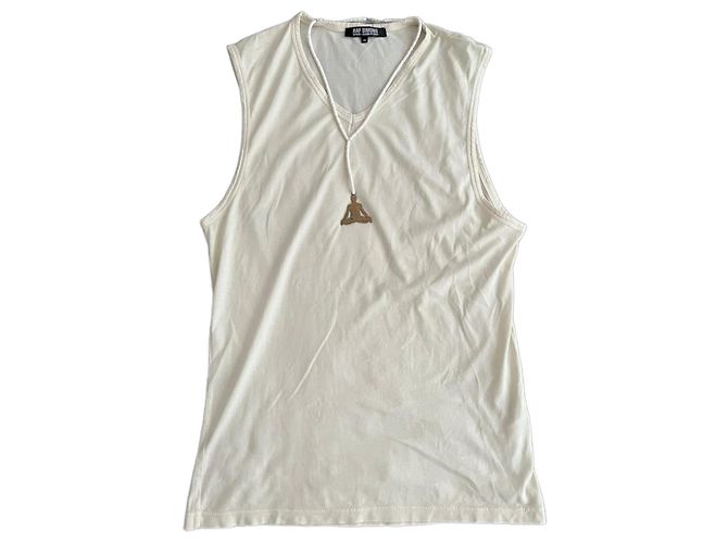 Incrível regata Raf Simons SS2004 "Que o círculo não seja quebrado". Branco
