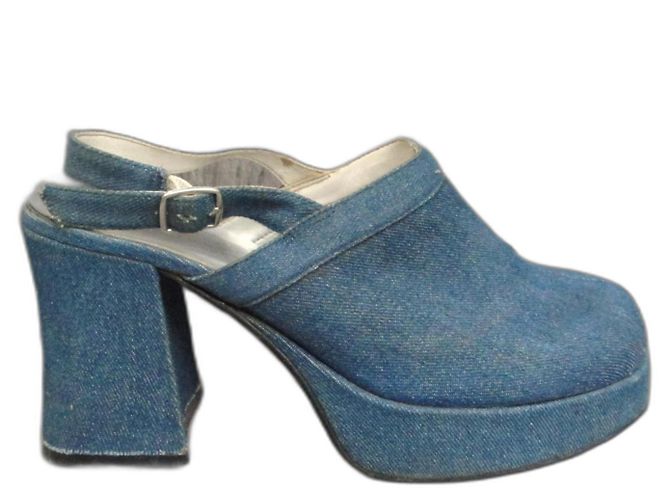 Autre Marque Vogliott Clogs Denim and Leather Light Blue