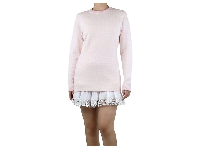 Autre Marque Rosa floral-kariertes Wollpullover - Größe L Pink