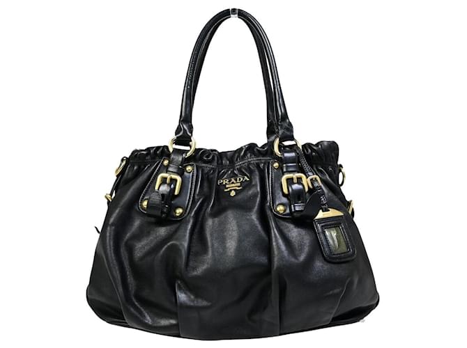 Gaufre Prada Nappa gauffré Black Leather  ref.1556925