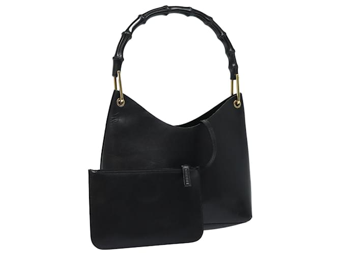 Gucci Bamboo Preto Couro  ref.1556937