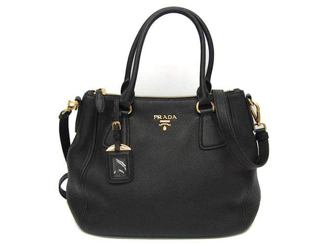 Prada Vitello Preto Couro  ref.1557076