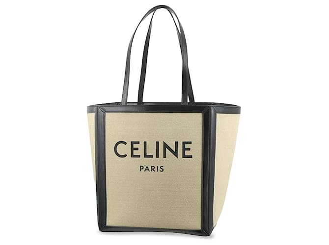 Céline Cabas Tote Carré Vertical Grand Celine Brown Veau façon poulain Tissu Marron Beige  ref.1557293