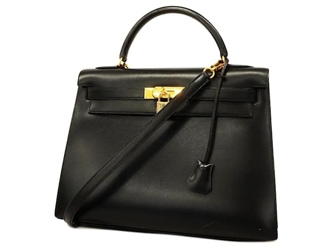 Hermès Sac à main Hermes Kelly 32 Veau façon poulain Noir  ref.1557542