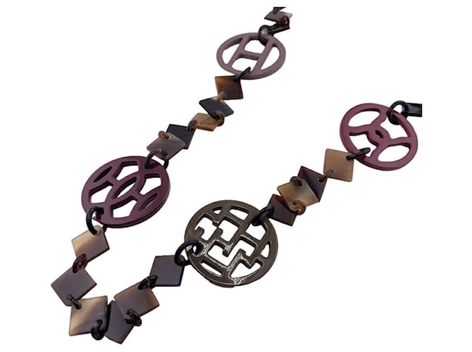 Hermès HERMES Diva Long Necklace in Brown Buffalo Horn  ref.1557587