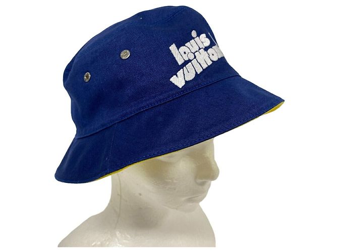 Cappello Bucket Everyday LV Bonnet MP3123 Louis Vuitton Blu Giallo