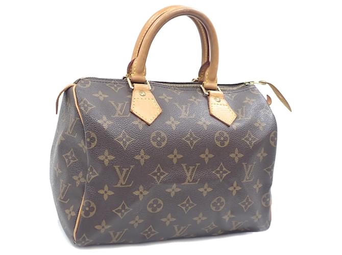 Sac à main Louis Vuitton Monogram Speedy 25 Cuir vernis Marron  ref.1557614