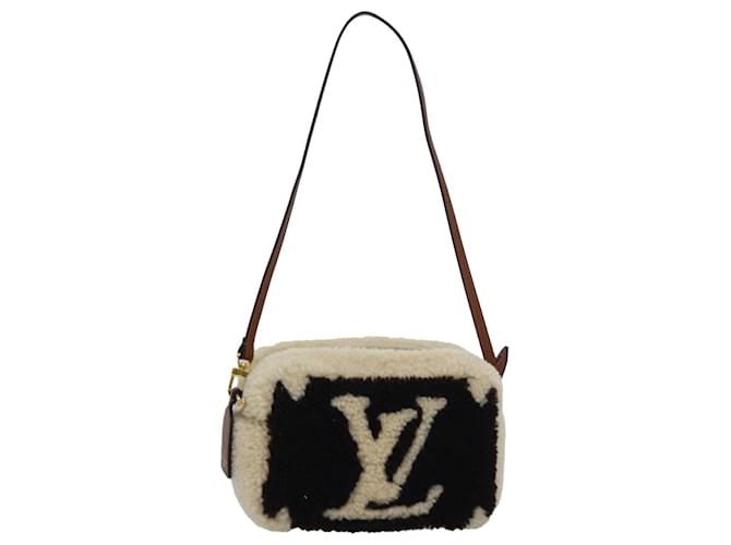 LOUIS VUITTON Poche de Plage Teddy Monogram Beige Noir M68599 LV Auth 84395SA Laine  ref.1557725