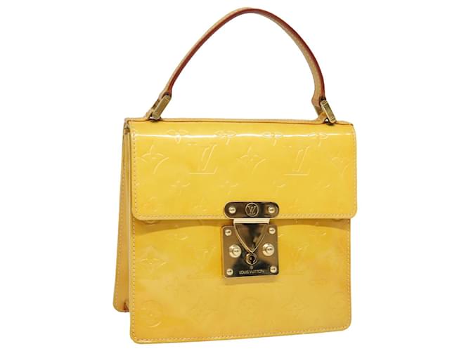 LOUIS VUITTON Bolsa Spring Street Monogram Vernis Amarelo Limão M91068 Auth bs16287 Dourado Couro envernizado  ref.1557744