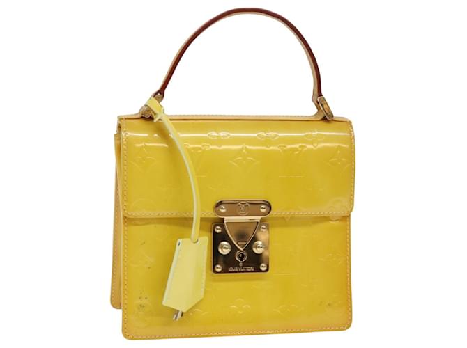 LOUIS VUITTON Bolsa Spring Street Monogram Vernis Amarelo Limão M91068 Auth 83865 Dourado Couro envernizado  ref.1557796