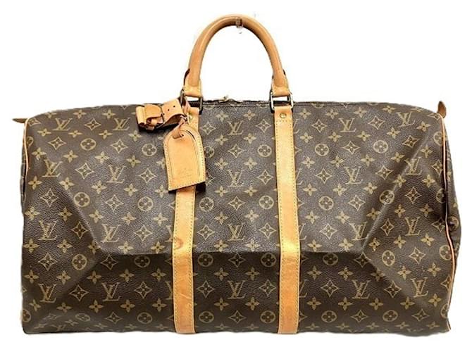 Louis Vuitton Keepall 55 Marrom Lona  ref.1557848