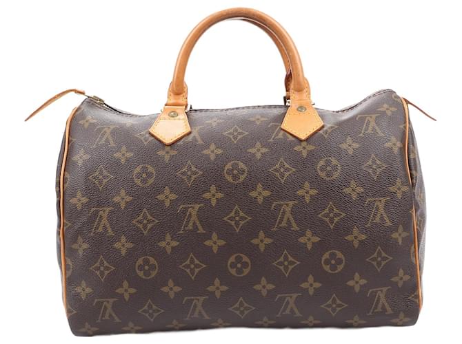 Bolsa Speedy 30 em lona Monogram Louis Vuitton M41526 Marrom Couro  ref.1557911